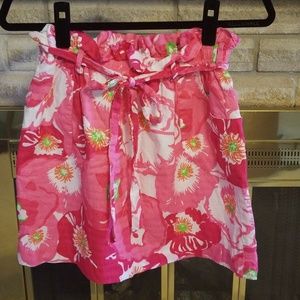 Lilly Pulitzer Cotton Skirt Belted Pockets Sz XS